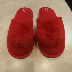 Medium VS red pom pom slippers